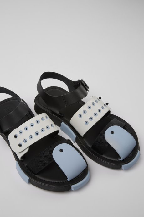 Exclusive Camper Set Black And White Leather Sandals For Women