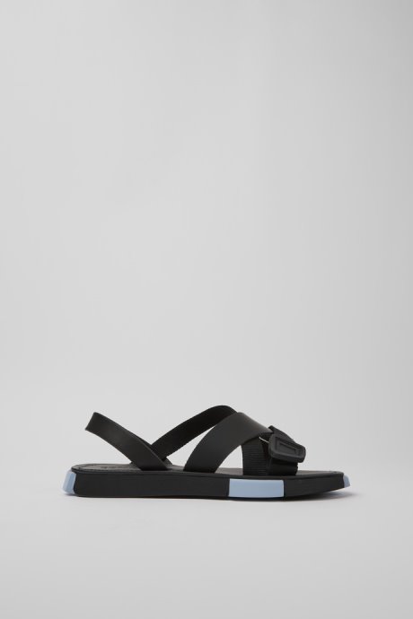 Camper Set Black Leather And Recycled Pet Sandals For Women New Arrivals