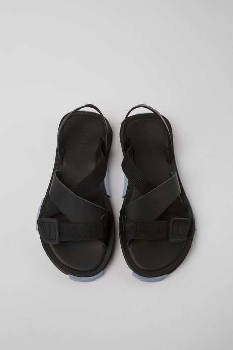 Camper Set Black Leather And Recycled Pet Sandals For Women New Arrivals