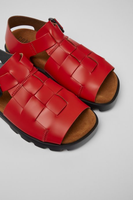 Camper Design Brutus Sandal Red Leather Sandals For Women