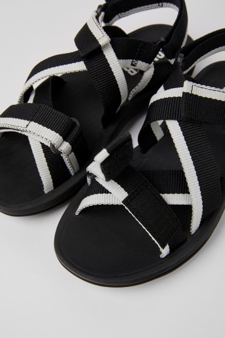 Design Match Black And White Recycled Pet Sandals For Women Camper
