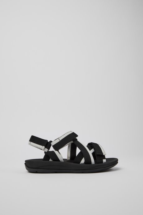 Design Match Black And White Recycled Pet Sandals For Women Camper