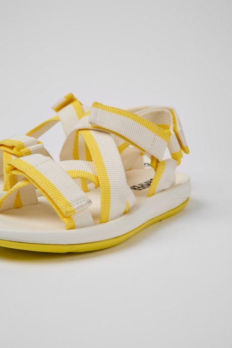 Match White And Yellow Recycled Pet Sandals For Women Camper New Arrivals