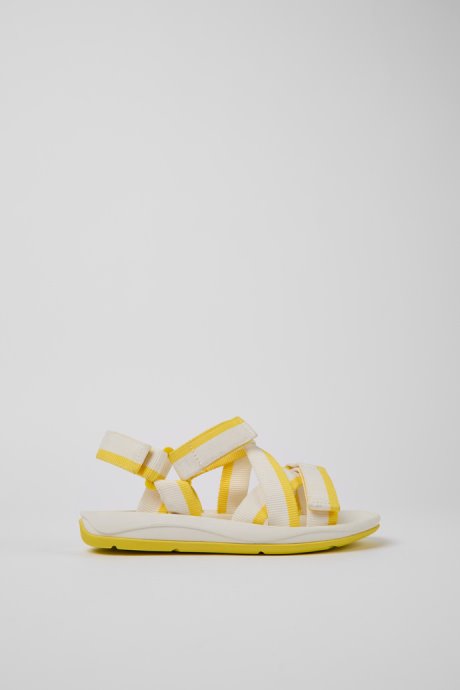 Match White And Yellow Recycled Pet Sandals For Women Camper New Arrivals