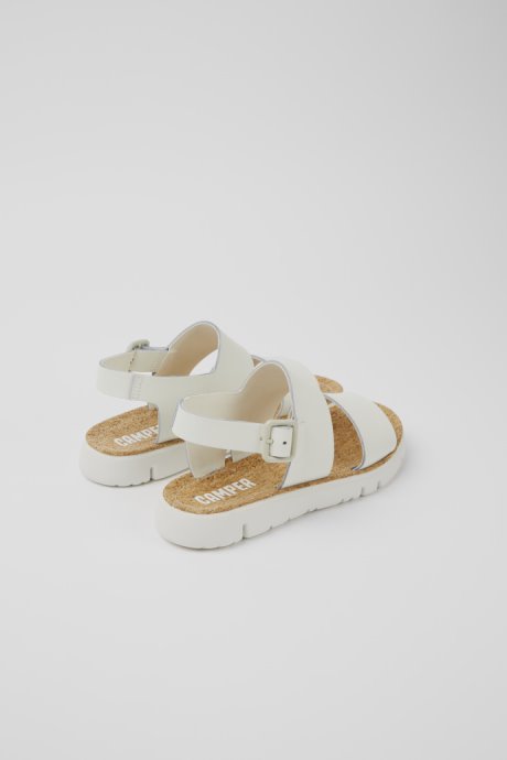 Design Oruga White Leather Sandals For Women Camper