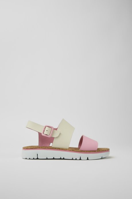 Oruga White And Pink Leather Sandals For Women Camper New Arrivals
