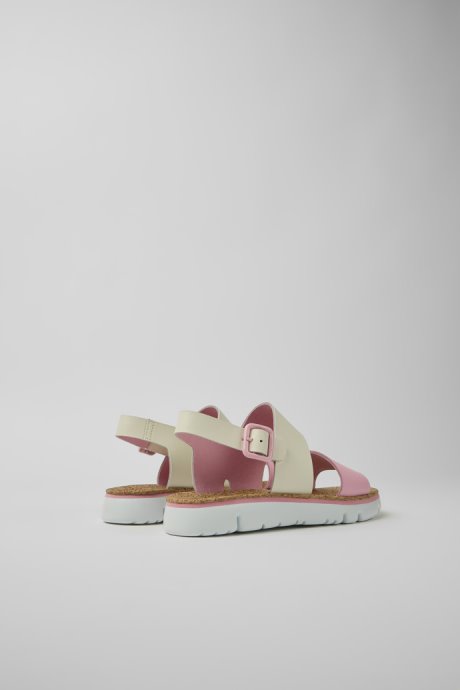 Oruga White And Pink Leather Sandals For Women Camper New Arrivals