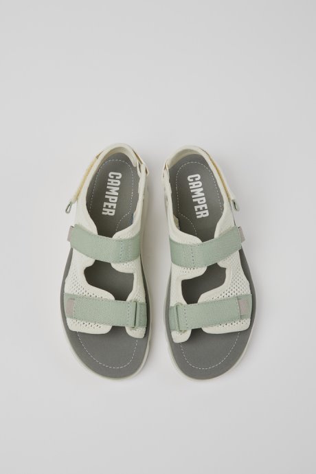 Exclusive Camper Oruga White Green And Grey Sandals For Women
