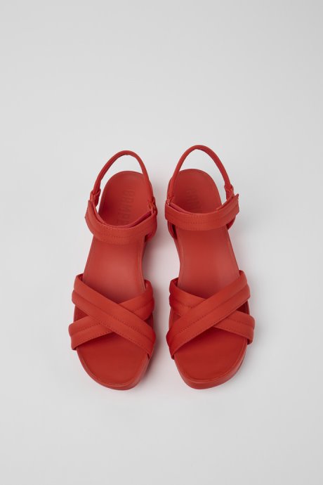 Design Minikaah Red Recycled Pet And Nylon Sandals For Women Camper