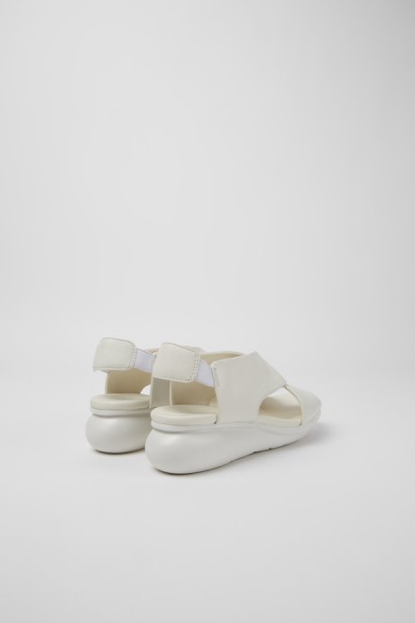 Design Balloon White Leather Sandals For Women Camper