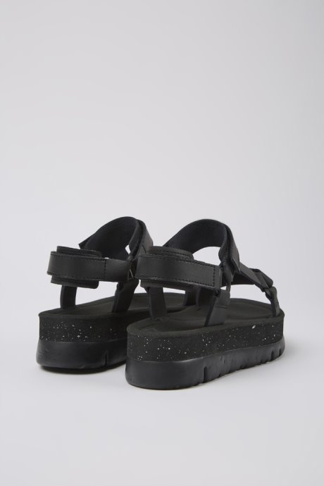 Camper Design Oruga Up Black Leather Sandals For Women