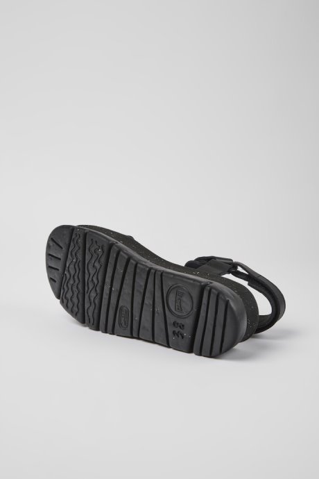 Camper Design Oruga Up Black Leather Sandals For Women