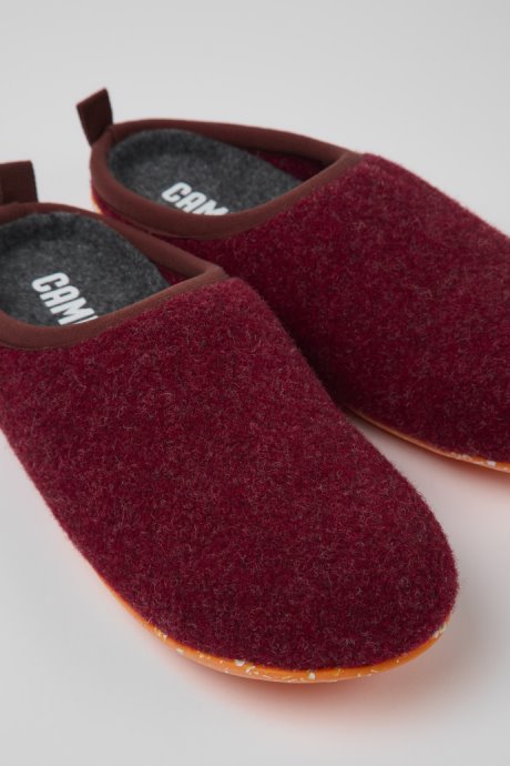 Wabi Burgundy Wool Slippers For Women Camper New Arrivals