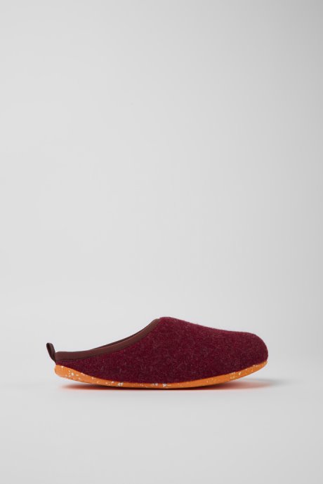 Wabi Burgundy Wool Slippers For Women Camper New Arrivals