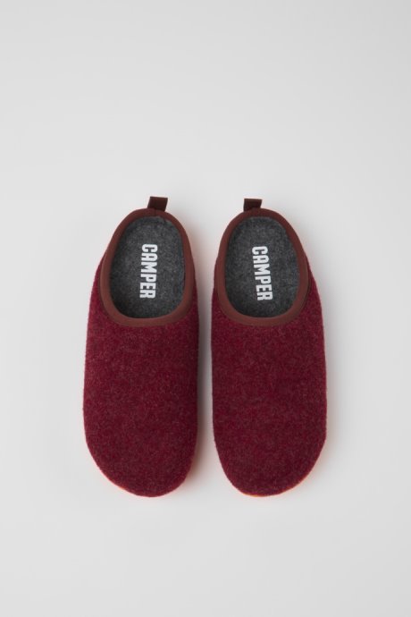 Wabi Burgundy Wool Slippers For Women Camper New Arrivals