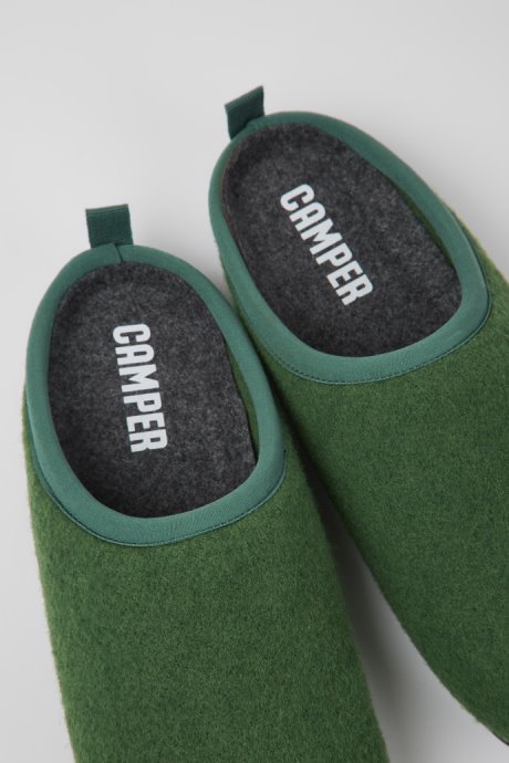 Exclusive Camper Wabi Green Wool Slippers For Women