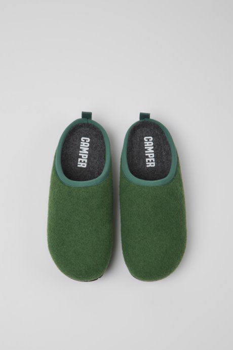 Exclusive Camper Wabi Green Wool Slippers For Women