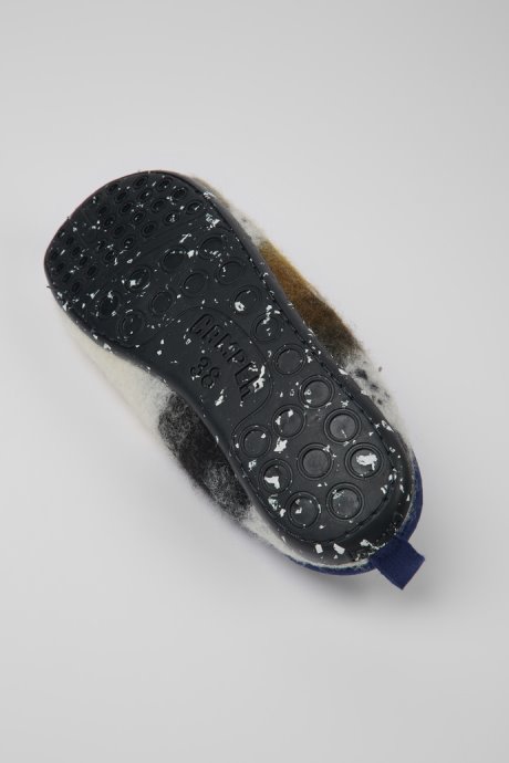 Camper Design Wabi Blue Black And White Recycled Wool Slippers For Women