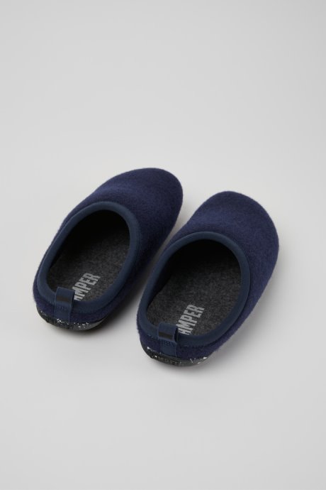 Wabi Blue Wool Slippers For Women Camper New Arrivals
