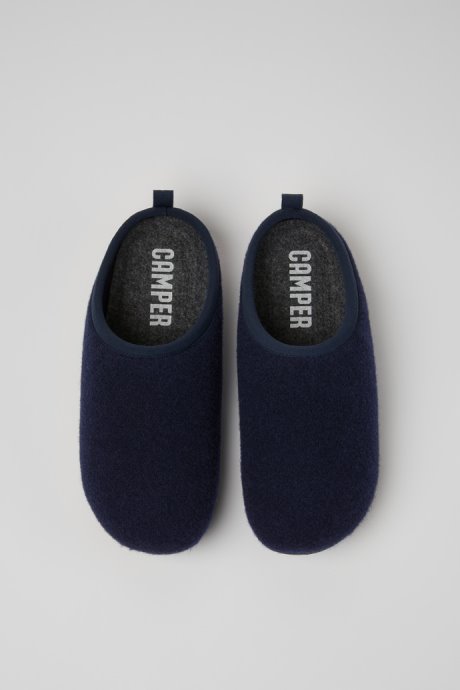 Wabi Blue Wool Slippers For Women Camper New Arrivals