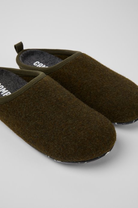 Camper Design Wabi Green Wool Slippers For Women