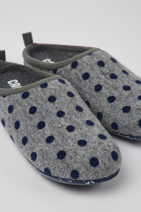 Camper Design Wabi Gray And Blue Wool Slippers For Women