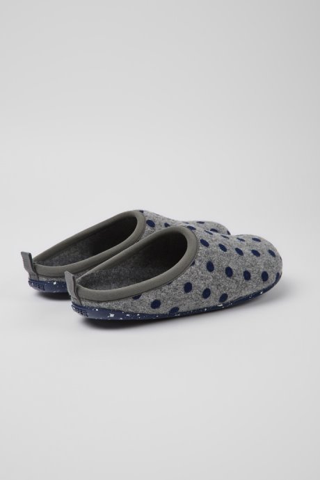 Camper Design Wabi Gray And Blue Wool Slippers For Women