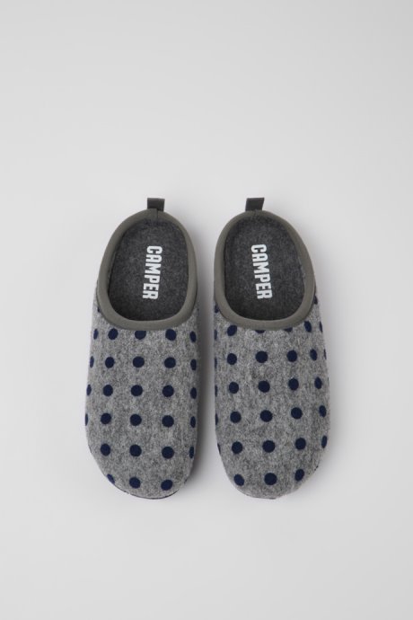 Camper Design Wabi Gray And Blue Wool Slippers For Women