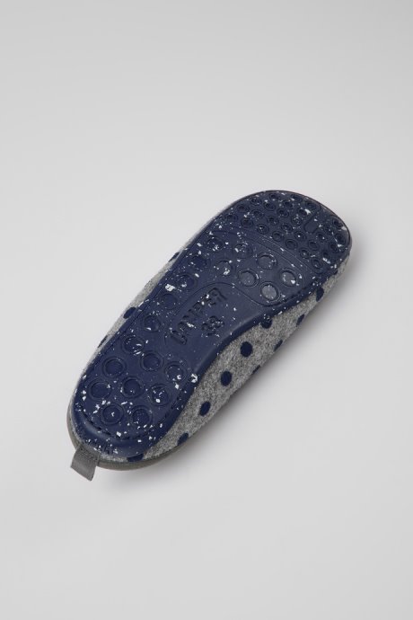Camper Design Wabi Gray And Blue Wool Slippers For Women