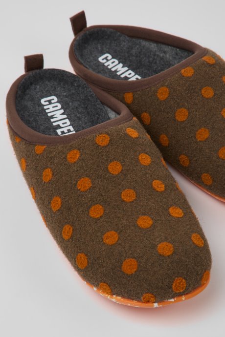 Camper Wabi Brown And Orange Wool Slippers For Women New Arrivals