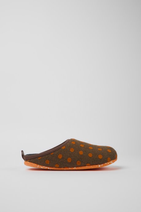 Camper Wabi Brown And Orange Wool Slippers For Women New Arrivals