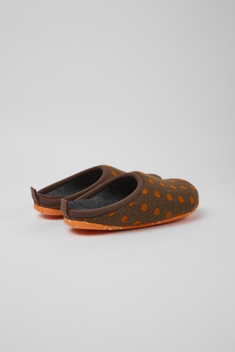 Camper Wabi Brown And Orange Wool Slippers For Women New Arrivals