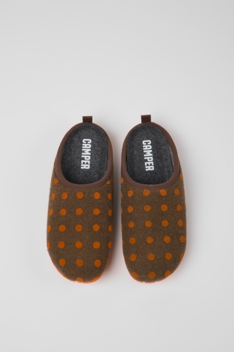 Camper Wabi Brown And Orange Wool Slippers For Women New Arrivals