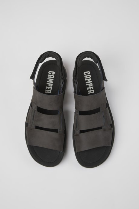Exclusive Camper Oruga Brown Leather And Textile Sandals For Men