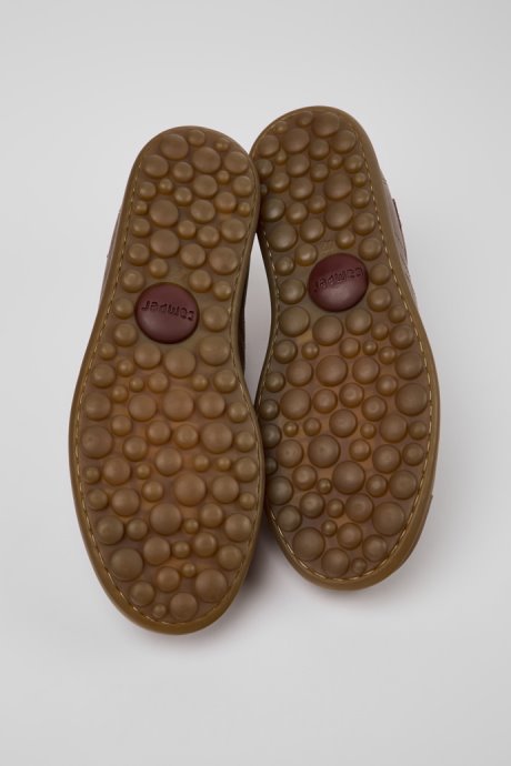 Design Pelotas Brown Leather Sneakers For Men Camper