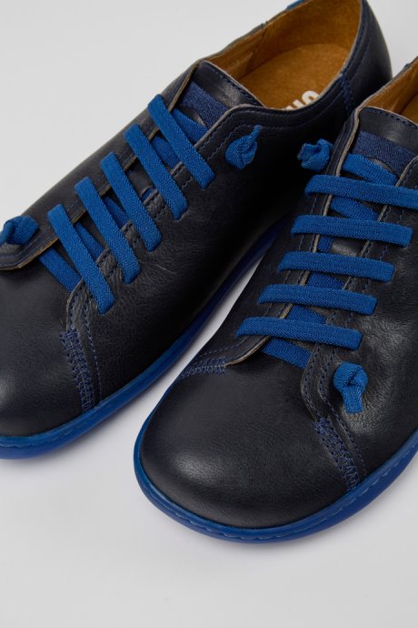 Design Peu Blue Leather Shoes For Men Camper