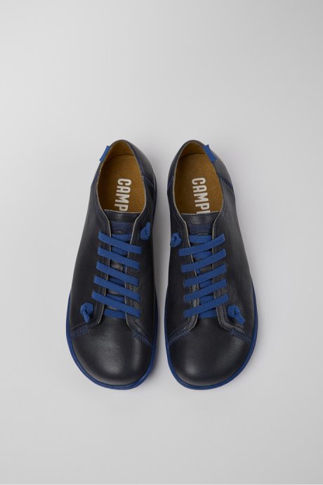 Design Peu Blue Leather Shoes For Men Camper