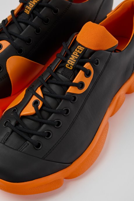 Camper Design Karst Black And Orange Leather Shoes For Men