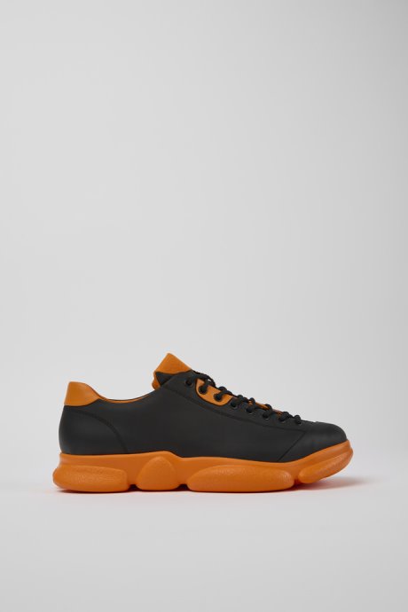Camper Design Karst Black And Orange Leather Shoes For Men