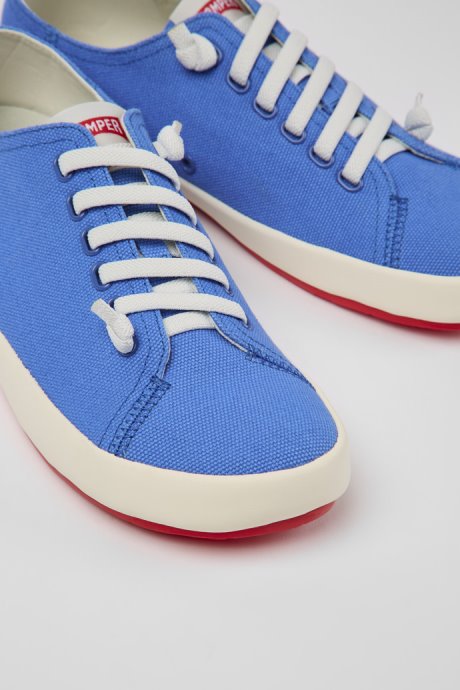 Camper Design Peu Rambla Blue Recycled Cotton Sneakers For Men
