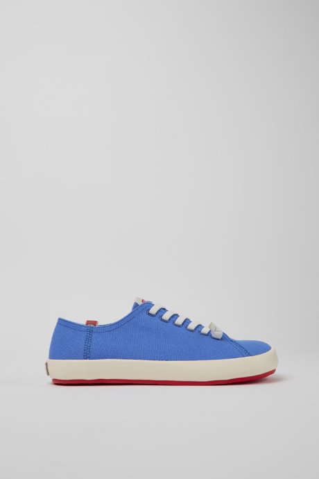 Camper Design Peu Rambla Blue Recycled Cotton Sneakers For Men