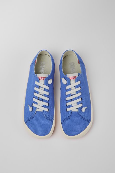 Camper Design Peu Rambla Blue Recycled Cotton Sneakers For Men