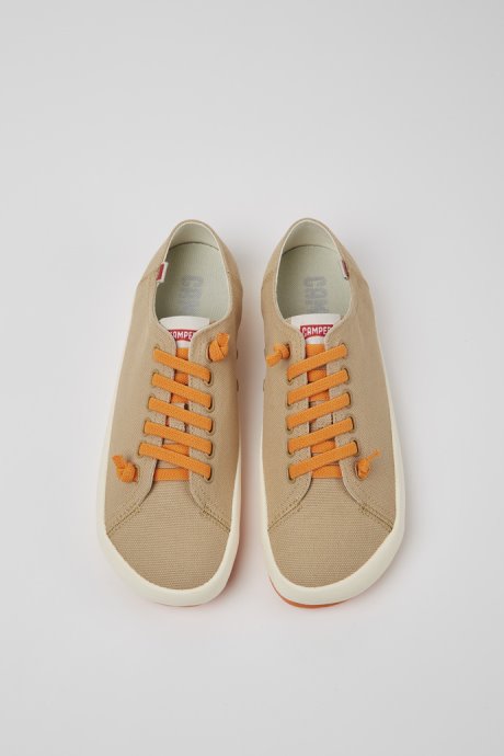 Peu Rambla Beige Recycled Cotton Sneakers For Men Exclusive Camper