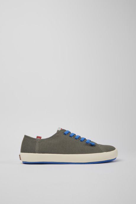 Peu Rambla Grey Recycled Cotton Sneakers For Men Camper New Arrivals