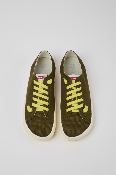Camper Design Peu Rambla Green Recycled Cotton Sneakers For Men