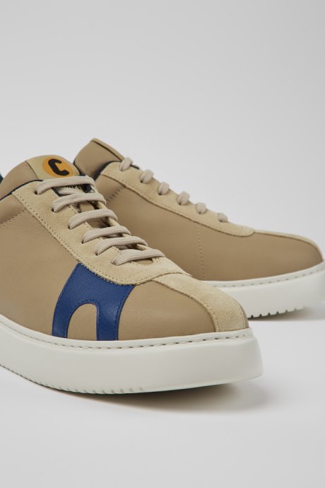Runner K21 Beige And Blue Leather And Nubuck Sneakers For Men Exclusive Camper