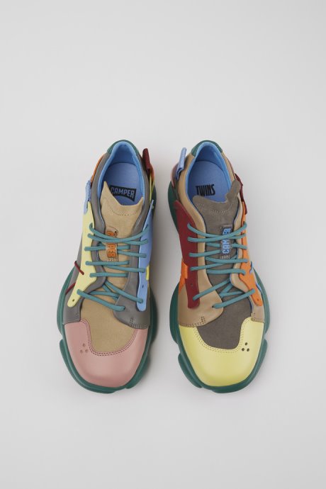 Exclusive Camper Twins Multicolored Leather And Nubuck Sneakers For Men