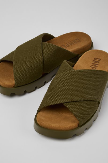 Camper Brutus Sandal Green Recycled Cotton Sandals For Men New Arrivals