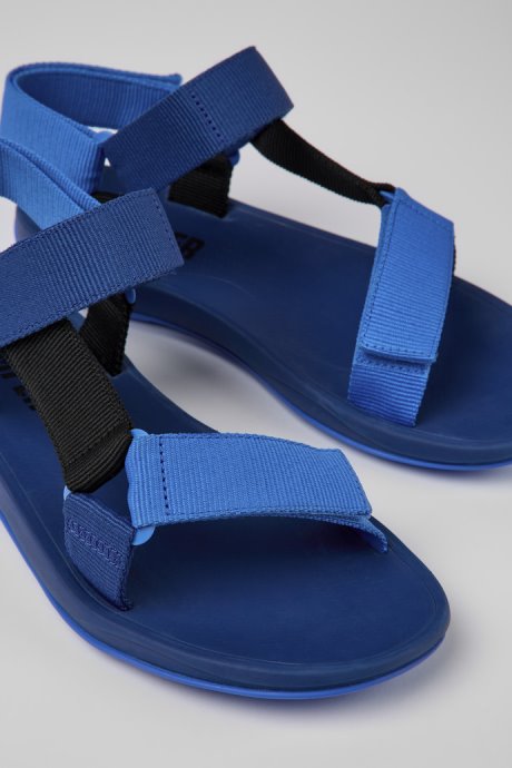 Exclusive Camper Match Blue And Black Recycled Pet Sandals For Men