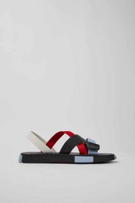 Design Set Red White And Black Leather Sandals For Men Camper